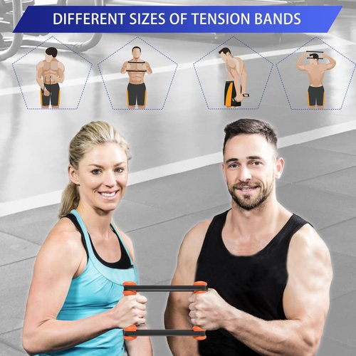 Rip Stick Efficient Upper Body Workout Equipment,Rip Muscle Workout Stick, Adjustable Resistance Bands with Wooden Handles, Portable Exercise Equipment, 8 Ripstick Bands (Orange)