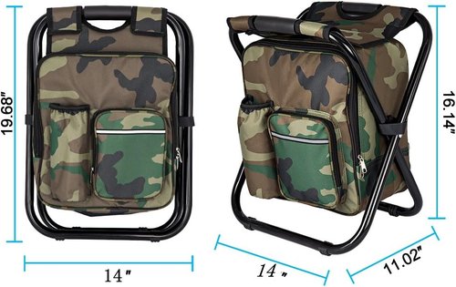 Bright starl Multifunction Folding Cooler and Stool Backpack, Hiking Camouflage Seat Table Bag Camping Gear for Outdoor Indoor Fishing Travel Beach