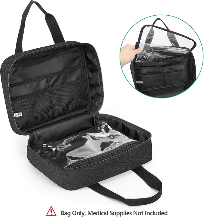 CURMIO Small First Aid Bag, Empty Emergency Trauma Kit Organizer Bag for Hiking, Camping, Car, Travel, Home and Outdoor, Black, BAG ONLY, Patent Pending