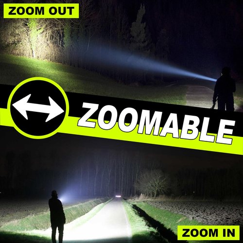 iodoo 2 in 1 Rechargeable Flashlight 5000mAh All Aluminum Body Camping Lantern True 5000 Lumens Outdoor Camping Light , Zoomable LED Flash Light with Electric Lantern Failure Emergency Survival Kits