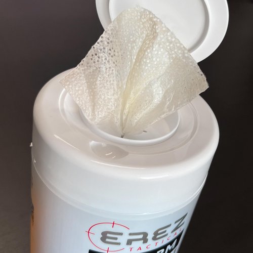 Erez Tactical Gun Cleaning Supplies: 120 Gun Cleaning Wipes, 5"x7" CLP Gun Cleaner Lubricant - Clean, Lubricate, Protect - MIL-PRF-32033 (NATO O-190) Field & Range Gun Cleaning Cloth