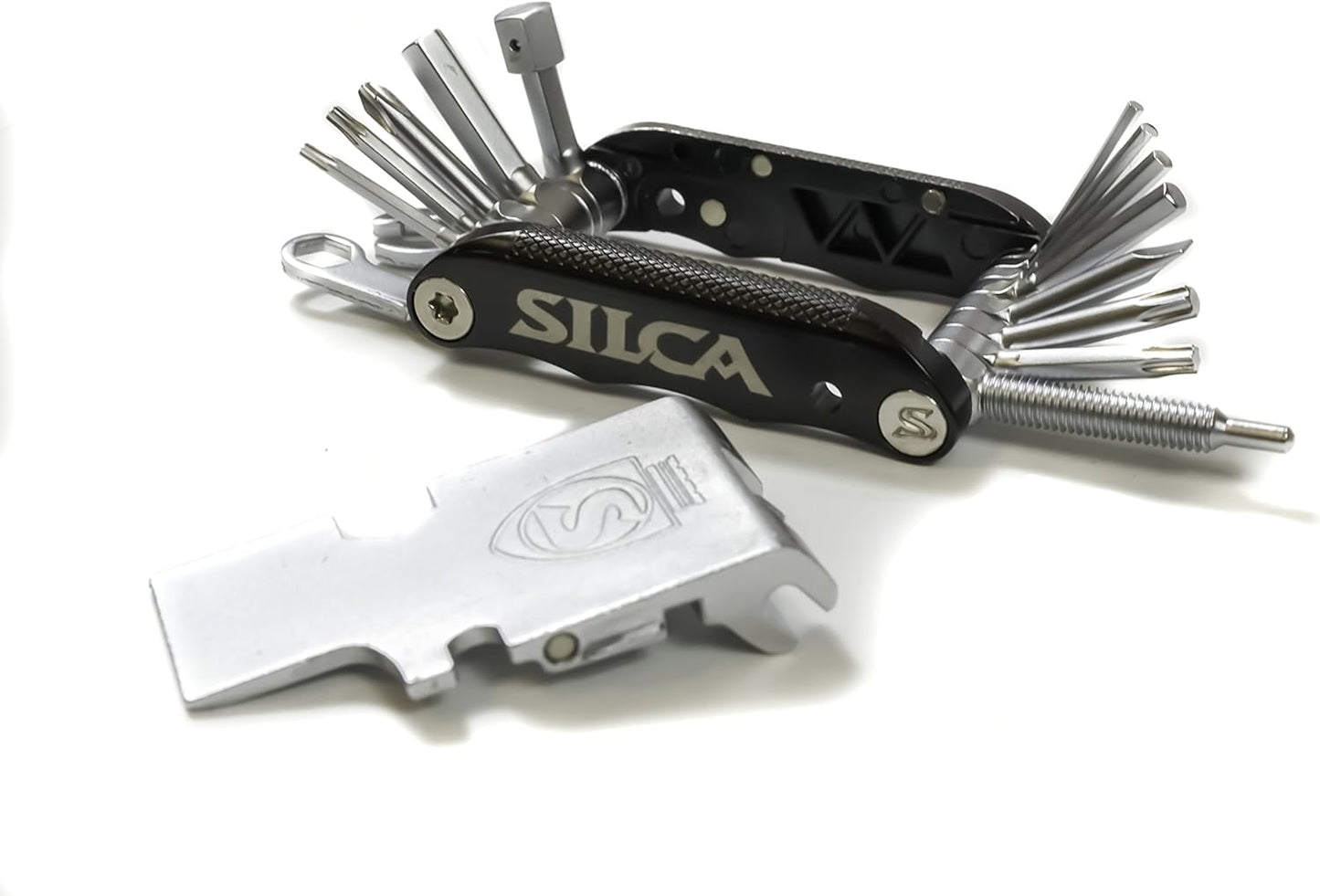 SILCA VENTI MultiTool | 20 tools design minimalistic focus | steel multi tools w/hardened finish | aluminum side bars with master link magnetic storage | HEX/TORX/PHILLIPS/Chain Breaker
