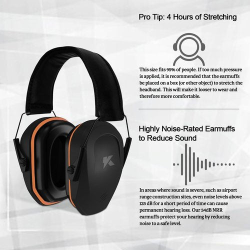 ucho 34dB Shooting Ear Protection - Maximum Hearing Protection for gun range, Slim Passive Noise Reduction Earmuffs