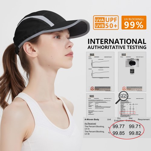 GADIEMKENSD 2 Pack Foldable Sports Sun Hat Men Women UV Protection Baseball Cap Reflective Runner Hat Quick Drying Summer Hiking Hat Black Army Green