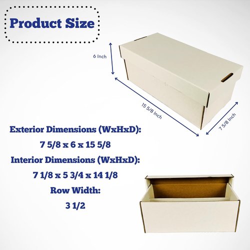 Max Protection 2 Row Shoe Graded Trading Card Storage Box - Durable Cardboard Cards Storage Boxes Ideal for Trading, Baseball and Sports Card Collection (5 Pack)