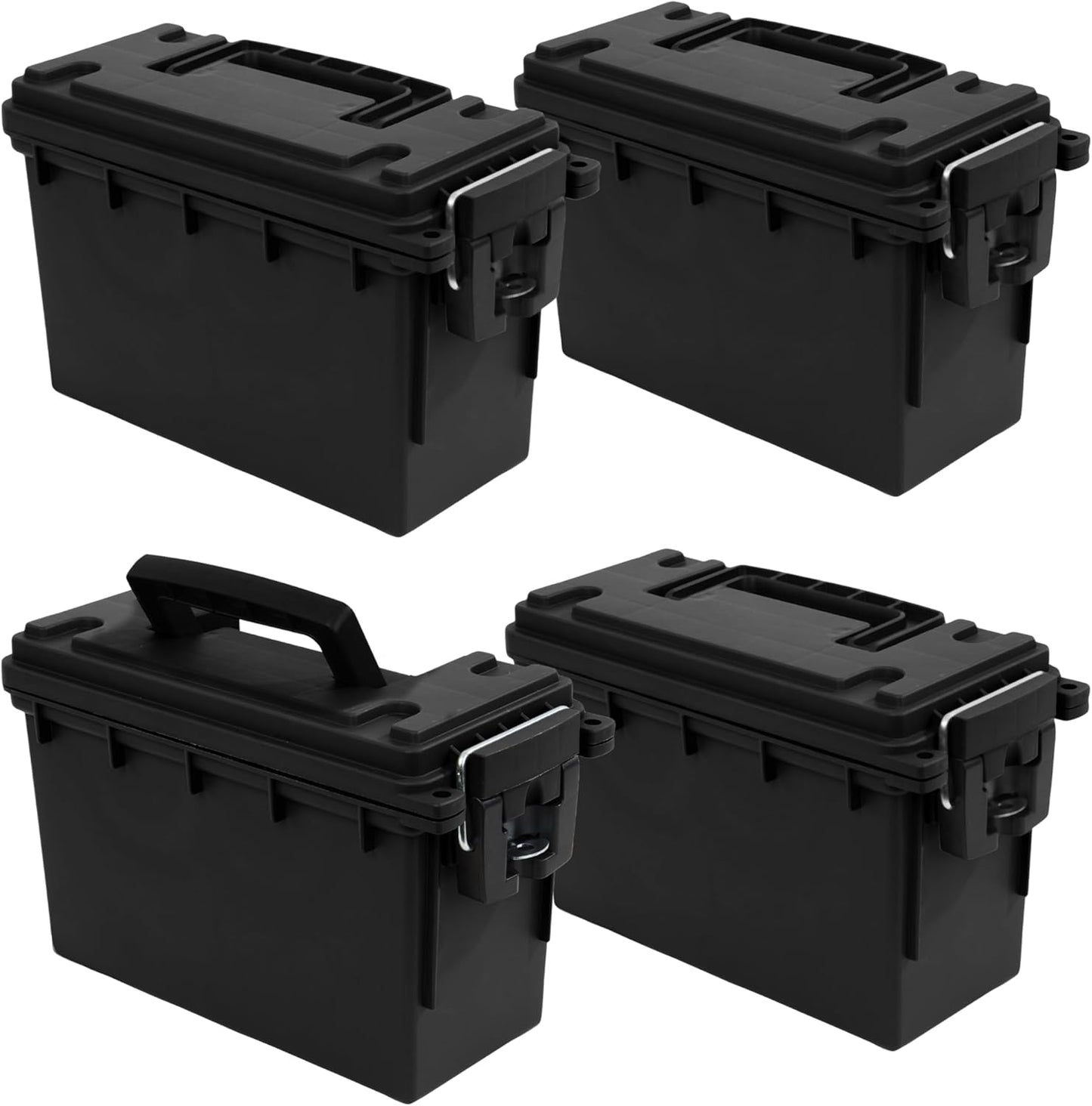 Sheffield 12629 Ammo Storage Box, Stackable .30 Cal Field Boxes, Water and Dust Resistant, Lockable Storage Box with Handle, Secures Hunting Gear, Supplies, and Bullets, Made in USA, Black, 1-Pack