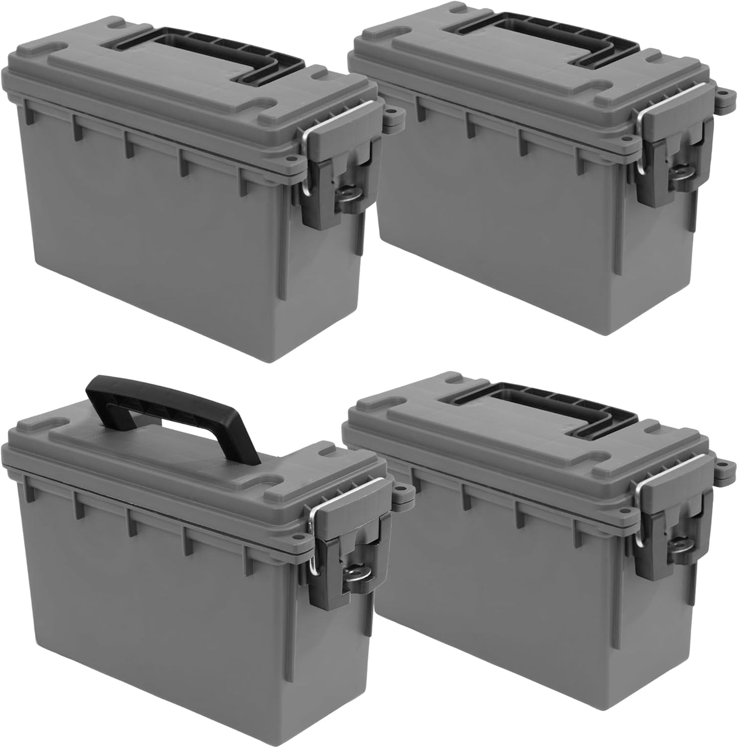 Sheffield 12629 Ammo Storage Box, Stackable .30 Cal Field Boxes, Water and Dust Resistant, Lockable Storage Box with Handle, Secures Hunting Gear, Supplies, and Bullets, Made in USA, Black, 1-Pack