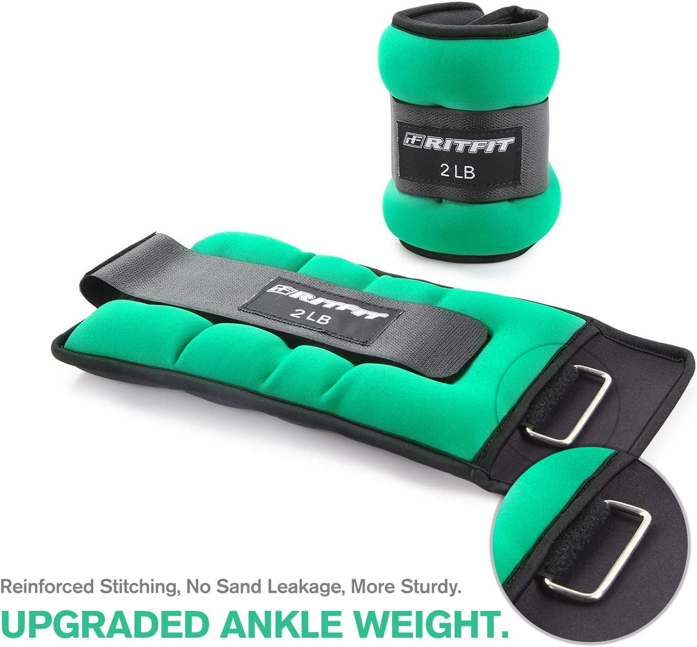RitFit Ankle Wrist Weights (1 Pair) 1 1.5 2 3 4 5 LB Each with Fully Adjustable Strap for Arm, Hand & Leg - Best for Walking, Jogging, Gymnastics, Aerobics
