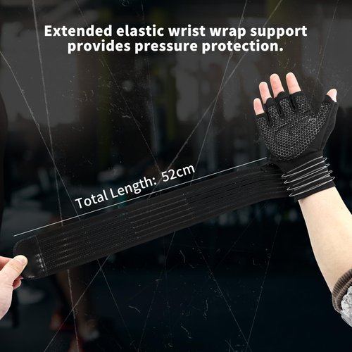 NewDoar Workout Gloves with Wrist Wrap Support Fingerless Gloves Weight Lifting Gloves for Fitness Exercise Weightlifting for Men Women Gym Accessories-L