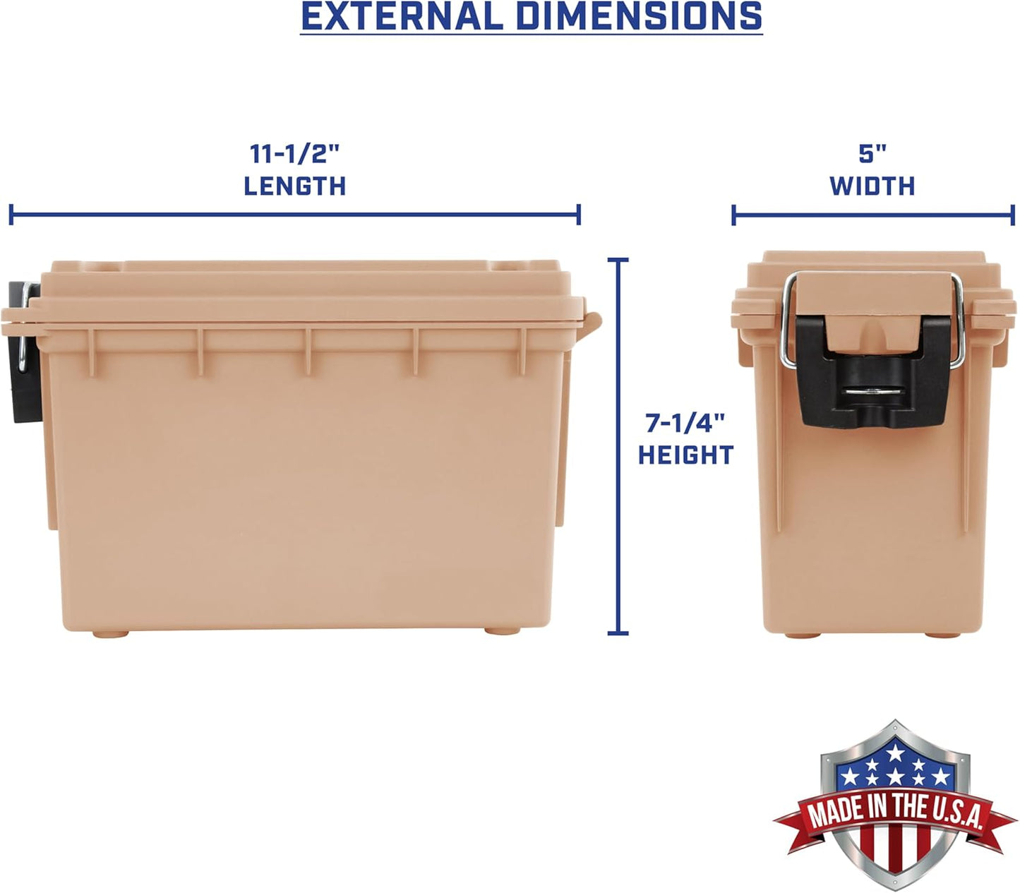 Sheffield 12629 Ammo Storage Box, Stackable .30 Cal Field Boxes, Water and Dust Resistant, Lockable Storage Box with Handle, Secures Hunting Gear, Supplies, and Bullets, Made in USA, Black, 1-Pack