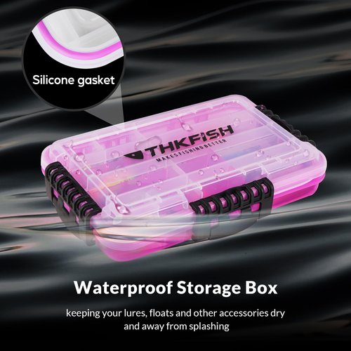 THKFISH Fishing Tackle Box 3600 Tackle Tray Floating Fishing Lure Box Storage Organizer Small Plastic Box with Adjustable Dividers,Sun-proof 1/2PCS