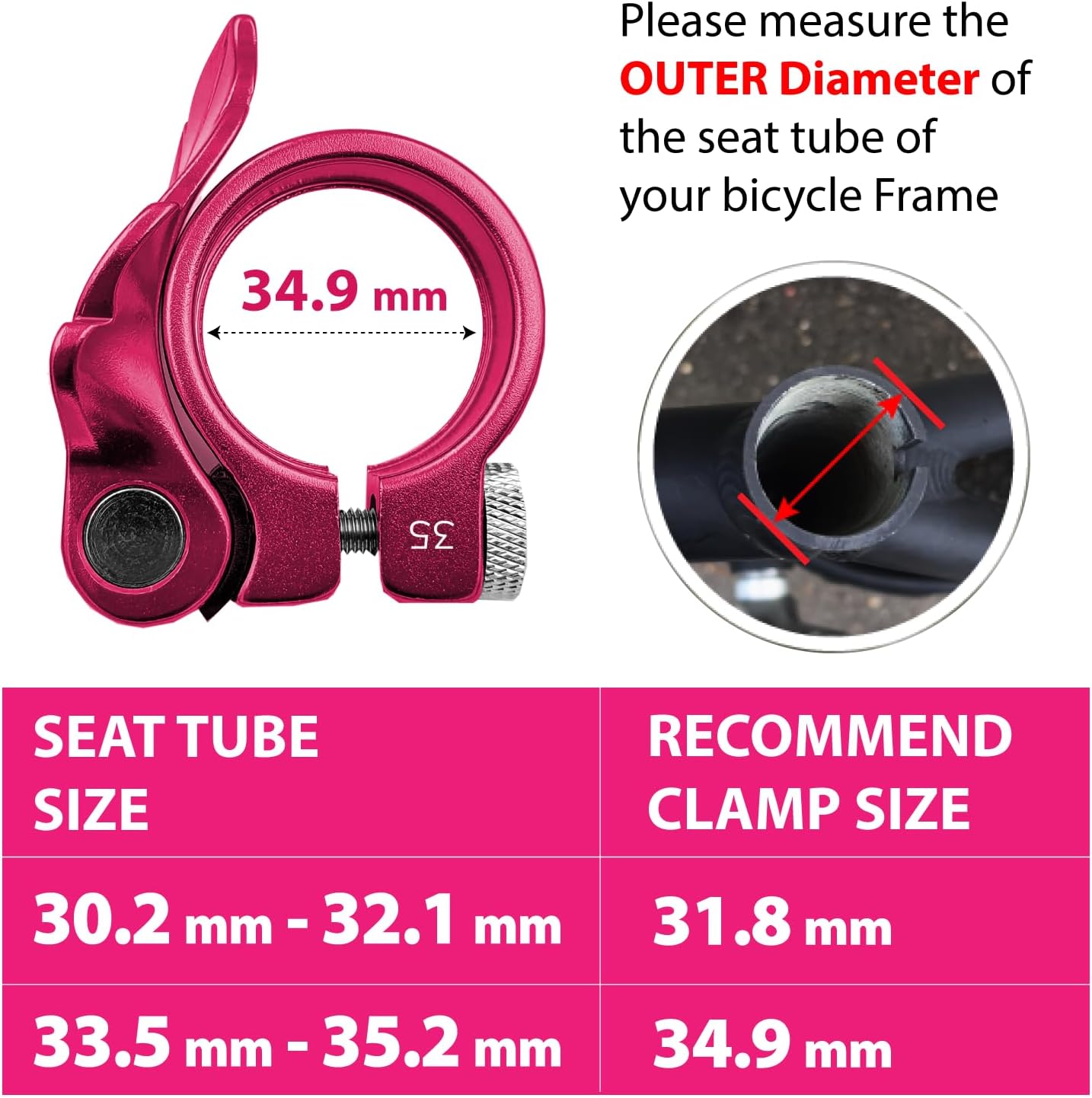 ONIPAX Bike Leaf Seatpost Quick Release Clamp Collar Aluminum Alloy 32mm/35mm