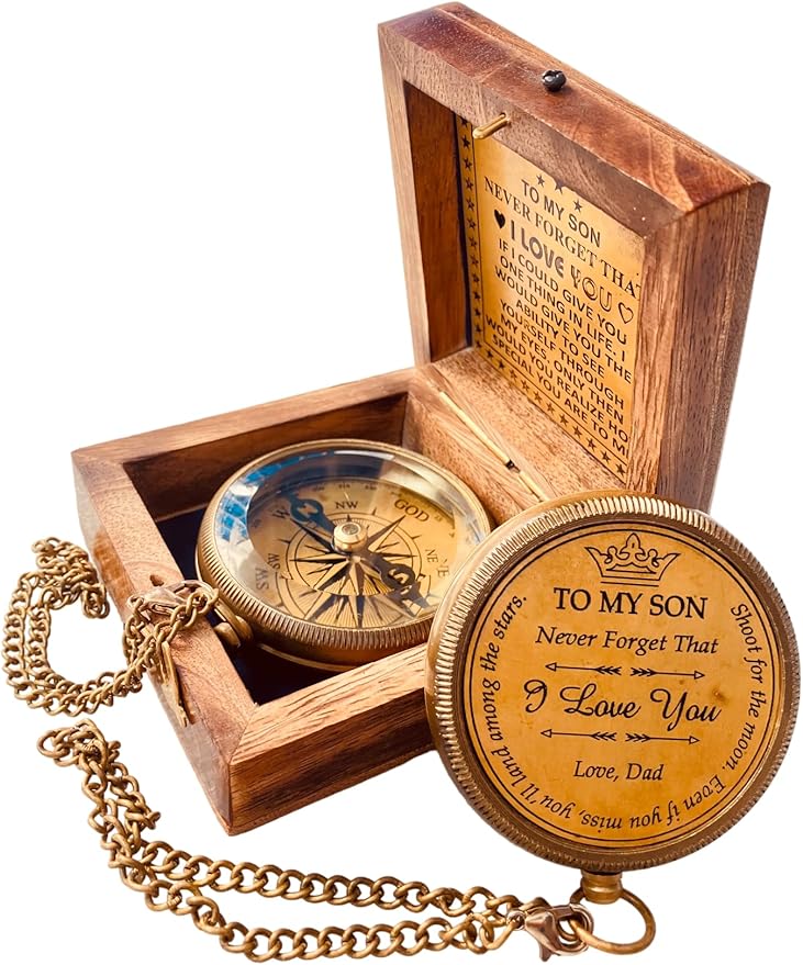 Inspiration Gift for Men Women Engraved Compass - Go Confidently - Thoreau Quote, You're Awesome Employee, Coworker Meaningful Gift for him her