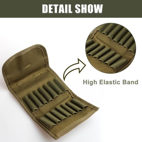 Tactical Ammo Pouch 14 Round Rifle Bullets Holder Foldable Molle Shell Pouch Ammo Wallet for Hunting Shooting Ammunition Storage Bag Utility Magazine Pouch for Bullets