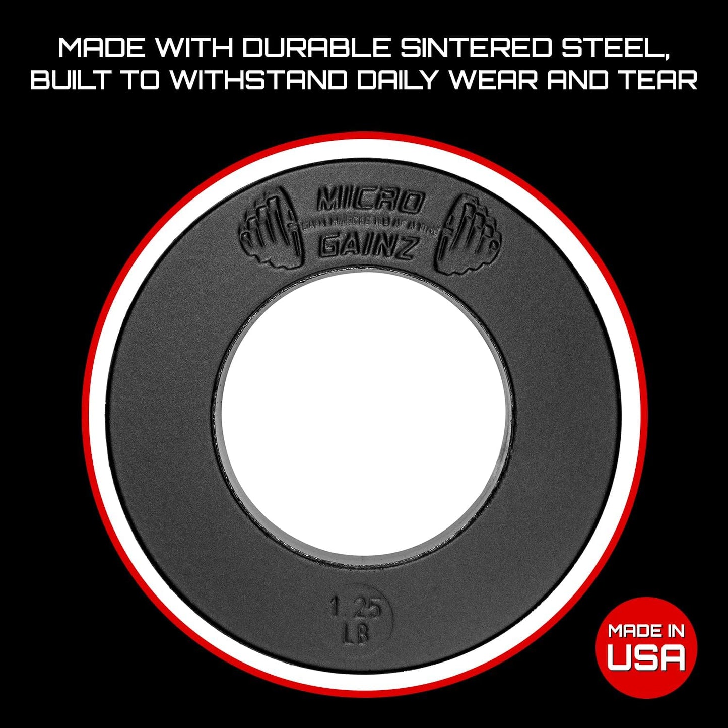 Micro Gainz Olympic Fractional Weight Plates Set, 10 Piece Olympic Weight Plates Set with Bag, Designed for Olympic Barbells for Strength Training and Micro Loading, Made in USA