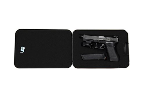 Dveron XT-Standard (Large) Portable Gun Safe for handgun, Gun Lock Box for Cloakroom Bedroom Nightstand and Car, Black Safe Box, Carbon Steel Construction