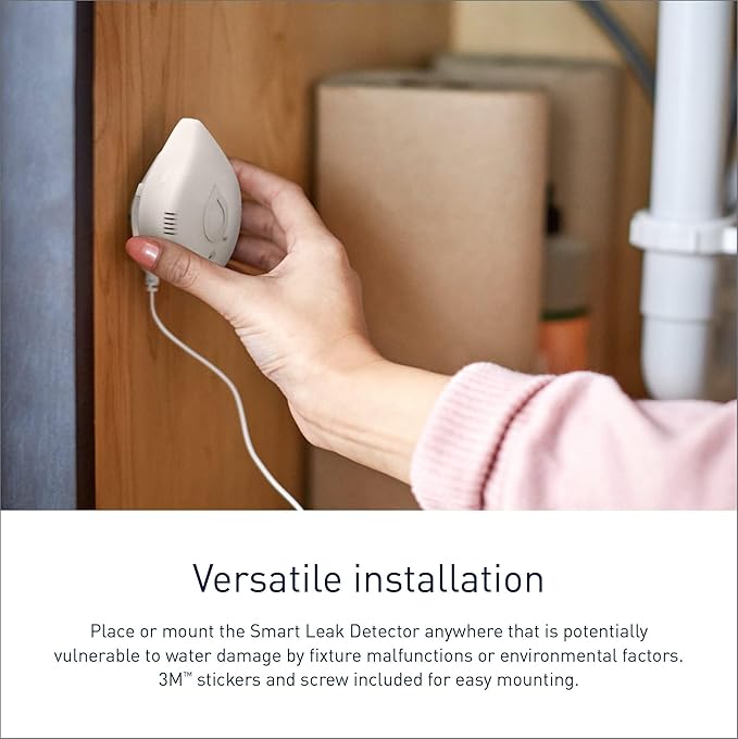 Moen Flo Smart Water Leak Detector, White, 4-Pack 920-005 + 2-Pack 6-Foot Leak Sensing Cable
