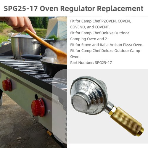 Memiuyelay Oven Regulator Replacement Fit for Camp Chef Deluxe Outdoor Camp Oven Parts Replace SPG25-17 Fit for PZOVEN Coven COVEND Covent Oven 2-Burner Stove Propane Regulator Connector/Adapter