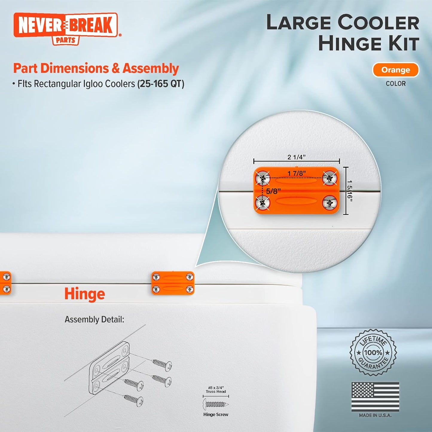NeverBreak Parts - 3 Pack Igloo Cooler Replacement Hinges, High Strength Igloo Cooler Replacement Parts, Flexible Igloo Cooler Parts