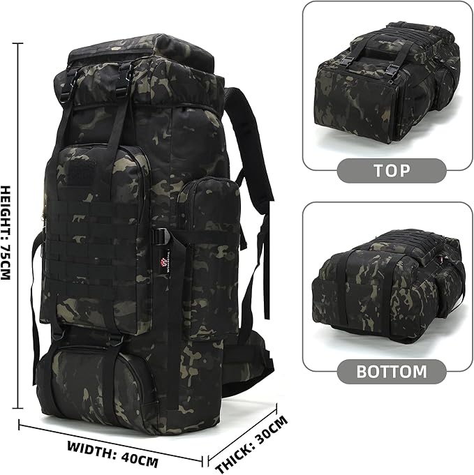 King'sGuard 70L Camping Hiking Backpack Tactical Backpack Military Molle Rucksack Backpack for Outdoor