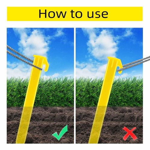 10 Pack Plastic Tent Stakes Heavy Duty Beach Tent Pegs Canopy Stakes for Camping Gardening Backpacking Tent Pegs Spike Hook for Outdoor Garden Decorations Lawn Tarp Sand Stakes for Beach (Yellow)