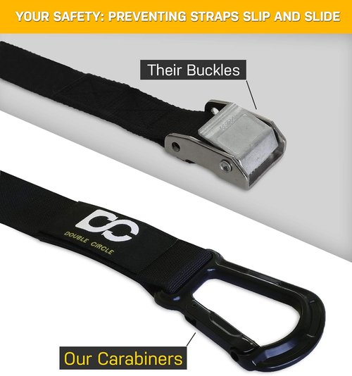 Double Circle Quick Adjust Numbered Straps for Gymnastic Rings - Carabiner System and Exercise Video Guide for Full Body Workout, Calisthenics, and Home Gym