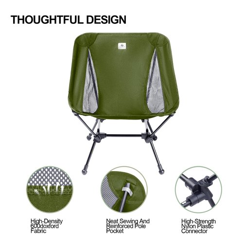 Blackpongo Camping Chair, Foldable with Storage Bag, Portable & Lightweight for Adults, 330lbs Capacity - Hiking, Fishing, Beach, Lawn (Green)