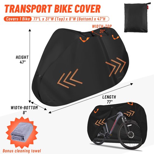 Bike Cover for Transport on Rack, 600D Oxford Bike Rack Cover Heavy Duty Bicycle Covers Outdoor Storage Waterproof Bike Covers for 1 Bikes on Rear Bike Rack for Mountain Road Electric City Bike