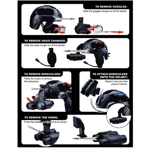 REGLORY Kids Tactical Multifunctional Helmet Set for Battle Game, Police Cosplay Kids Toy Helmet Paintball Airsoft (Black)