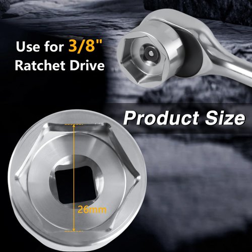 EVRBUL 26mm Bike Fork Topcap Socket Tool 3/8" Ratchet Drive Compatible with Fox 32 Series and Some 34 Series Mountain Bike Fork Topcap Nuts