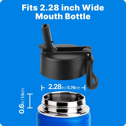 Bluwing Straw Lid for Hydro Flask Wide Mouth 12-64oz, Replacement Lid With Straw for Hydroflask, Iron Flask, Thermoflask, koodee Wide Mouth Bottles