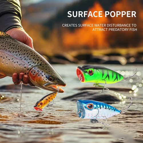 TSKS 150pcs/set Fishing Artificial Lures Kit Mixed with Front Diving Fin Minnow Surface Popper Crank Baits Pencil VIB with Hook and Soft Lures Accessories for Saltwater Freshwater Trout Bass Tackle