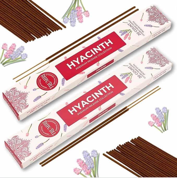 Hyacinth Incense Sticks - Total 40 Insence-Sticks - Dual Pack of 20 Insense - Inciensos - Inscents - Natural Non Toxic Ingredients - Incents - Incence - Inscense - Insents