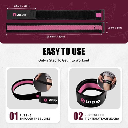 LOEUO Booty Bands for Working Out Glutes, Adjustable Blood Flow Restriction Bands with Non Slip for Workout Butt & Thigh Building, Occlusion Bands for Women and Men Glutes Easy to Carry
