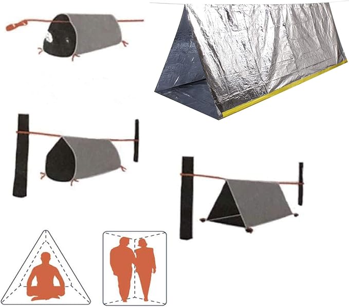 Emergency Tent, 2 Person Tube Tent Survival Shelter, Ultralight Survival Tent Emergency Shelter Use as Survival Gear Space Blanket for Camping, Hiking