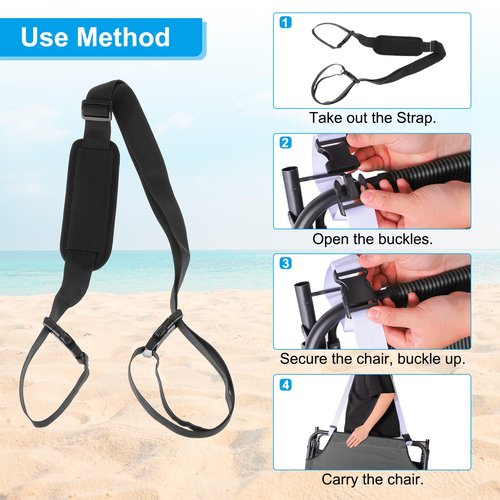 PATIKIL Carrying Beach Chair Straps, Adjustable Beach Chair Straps Shoulder Carrying Straps for Folding Chair Backpack, Black