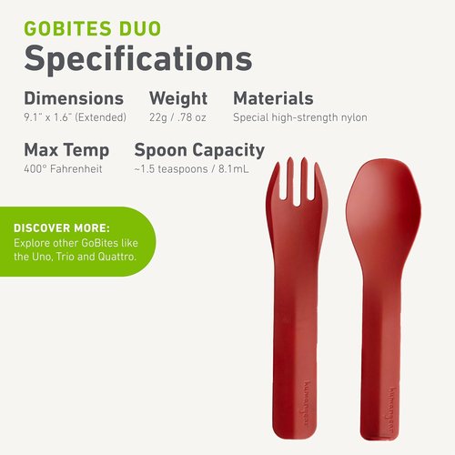 GoBites Duo Portable Silverware Set - Full Size Fork & Spoon, BPA-Free Travel Utensils