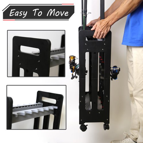 Jorazor Fishing Rod Holder,Fishing Pole Holders for Garage,Rod Holder for 16 Rod and Reel Combos,Vertical Fishing Rod Rack Floor Storage,Fishing Gifts for Men (Gray)