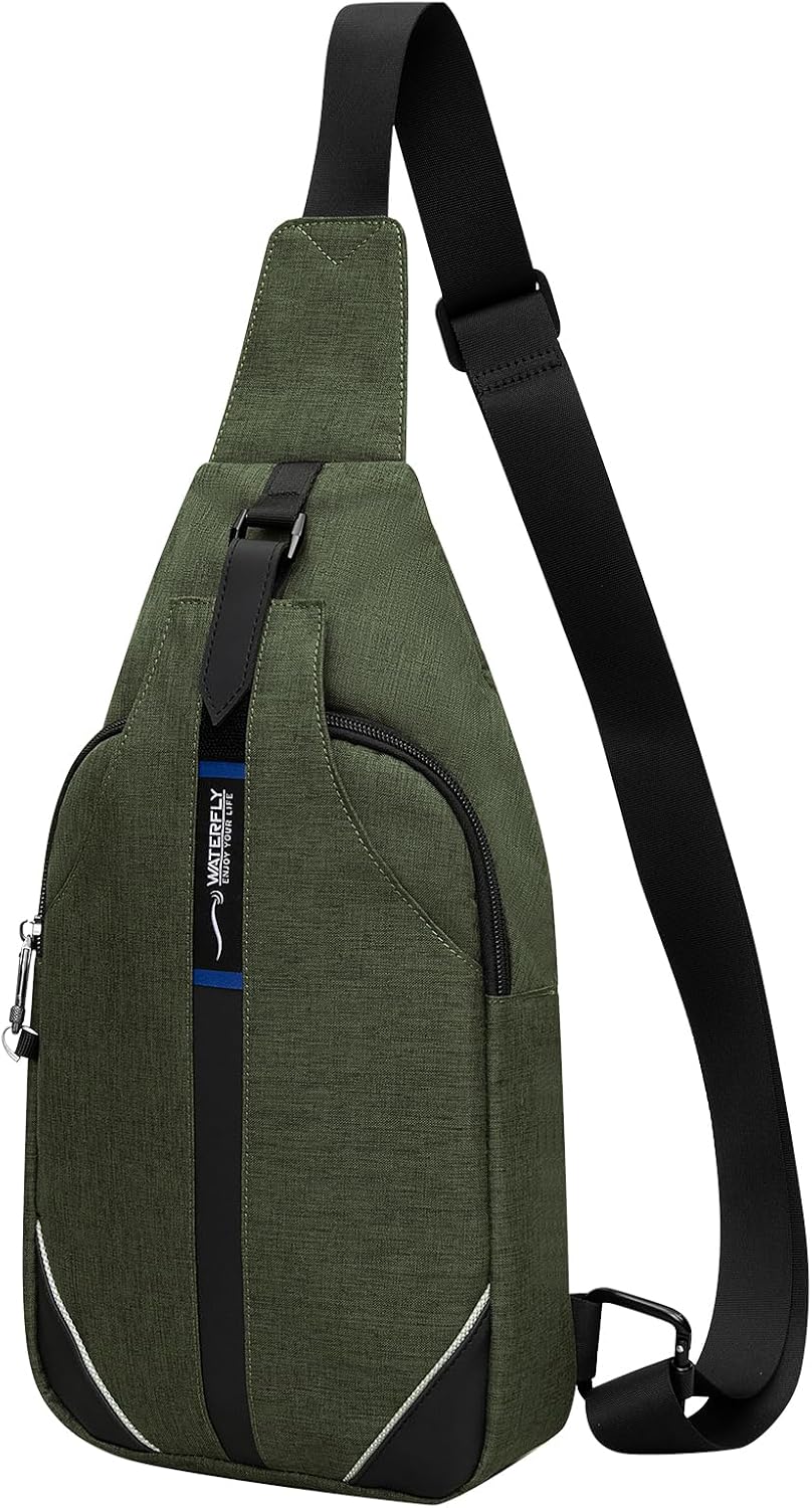 WATERFLY Small Crossbody Sling Backpack Anti Theft Backpack for Traveling Chest Bags for Men&Women Multipurpose Casual Daypack Hiking Shoulder Bag (Black)