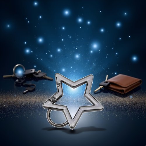 Gun Color Star Shaped Stainless Steel Keychain Clip Carabiner Snap Hook Holder Star Carabiner Hook Clip Key Holder Carabiner Clip for Keys and Wallet with Key Chain Rings, Car Keychain