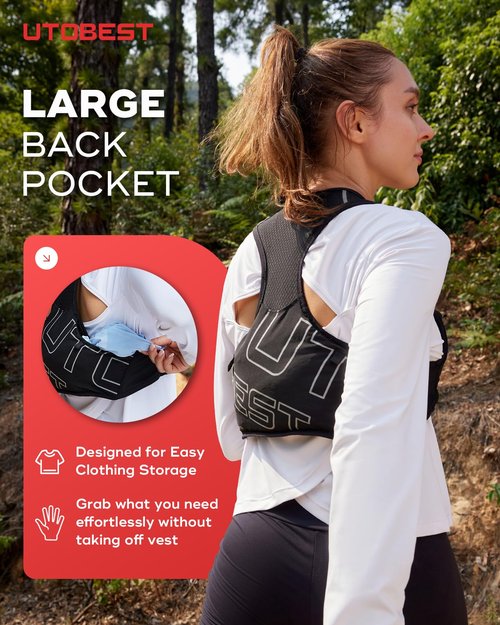 UTOBEST Running Vest for Women Men, Ultra-Light Minimalist Hydration Breathable Reflective Running Gear for Trail Hiking Jogging XL Vest Only