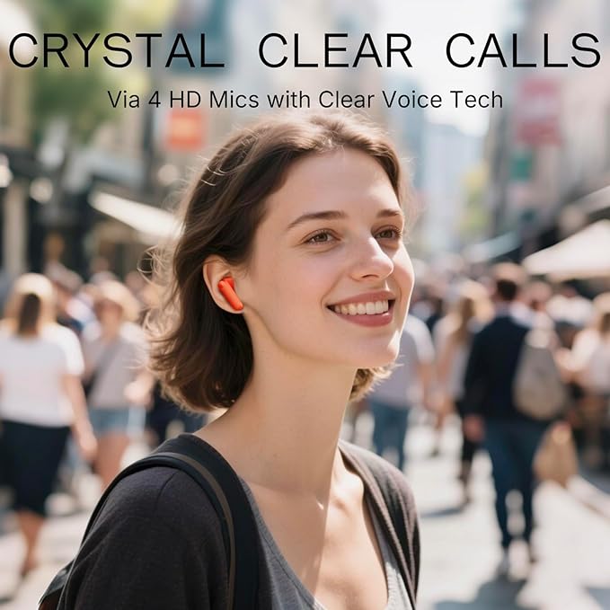 CMF Buds 2a Wireless Earbuds 2025 New Active Noise Cancelling 42dB Hybrid ANC Bluetooth Headphones, 12.4mm Dynamic Driver for Big Bass, 4 Mics Clear Calls, Sport Ear Buds for iPhone, Android, Orange