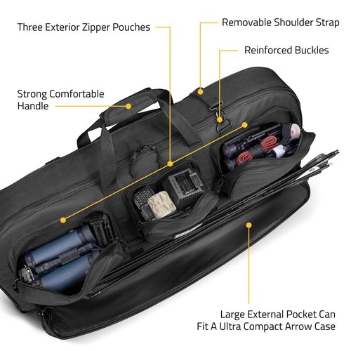 CVLIFE 37" Compound Bow Case, Bow Bag Soft Bow Case Compact Arrow Case with Thick Foam Padding, Includes Backpack Strap, Shoulder Straps Archery Bow Case with Arrow Pocket for Gear Protection, Black