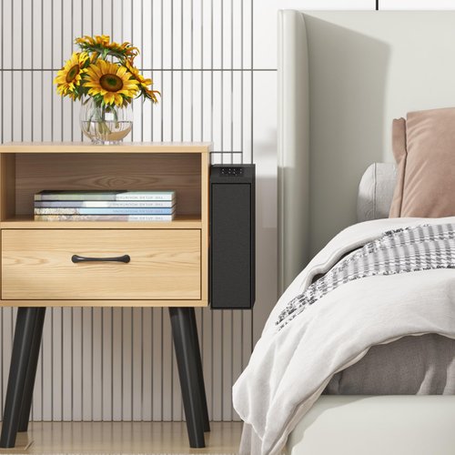 EAZEHOME Gun Safe for Handgun, Slider Fingerprint Hand Gun Safe for Quick Access, Auto Sliding Door for Pistol with Fingerprint, PIN Code, KEY Accesss, Gun Lock Box for Nightstand
