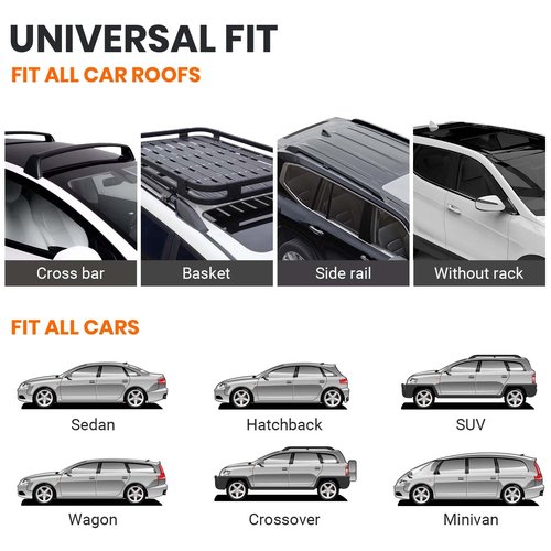 Favoto Car Roof Cargo Bag - 15 Cubic Feet Waterproof Carrier for Most Vehicles SUV/Sedan, 500D PVC Material with 8 Reinforced Straps & Anti-Slip Mat, Black & Orange, Black & Blue