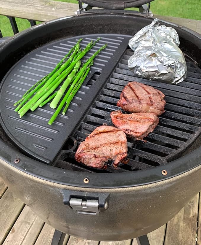 18" Grill Grate & Griddle Replacement for Kamado Joe Grill Accessories Classic III, II, I Stand-Alone, Solo Stove, for Large Big Green Egg Cast Iron Grate, Vision Parts VGKSS-CC2, B-11N1A1-Y2A