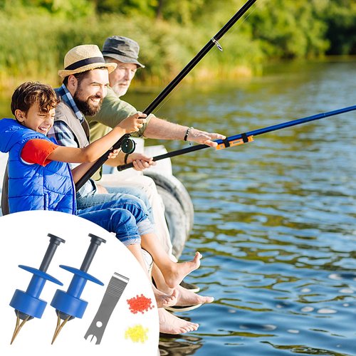 Realure 1100 Pcs/5 Sizes Micro Bait Bands for Fishing with 2 Pcs Bander Tool, Pellet Bands Rubber Rings, for Pellets Live Worms Fishing Bait,for Carp Match Outdoor, Blue