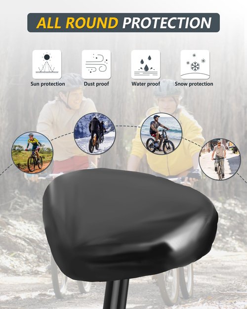 Wide Bike Seat Cover Waterproof 14"W * 11.5"L for YLG Large Seats, 2Pack Large Waterproof Bicycle Seat Cover, XXL Oversized Bike Seat Rain Cover, Sun & Dust Protector, Washable Bike Seat Cushion Cover