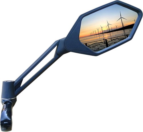 MEACHOW New Scratch Resistant Glass Lens,Handlebar Bike Mirror, Adjustable Safe Rearview Mirror, Bicycle Mirror (Blue Left Side) ME-005LB