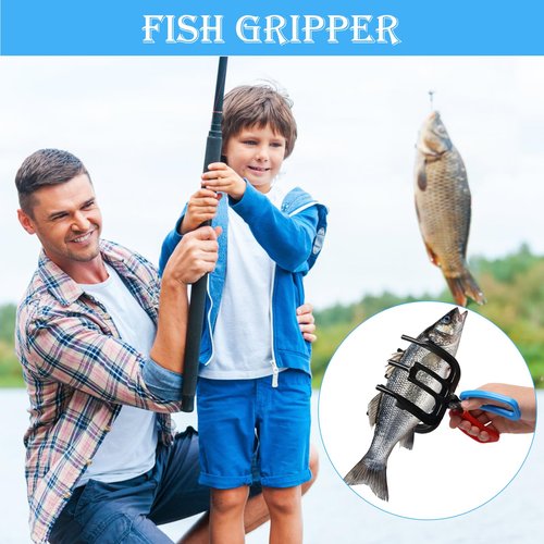Anglekai 2 Pack Fish Gripper, Non-Slip 3 Claw Metal Fishing Pliers Gripper for Fish Control Clamp, Colorful Fishing Claw Grabber Holder